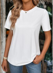 Round Neck White Short Sleeve T Shirt
