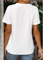 Round Neck White Short Sleeve T Shirt