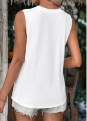Breathable White Sleeveless Round Neck Tank Top