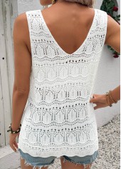 White Sleeveless V Neck Tank Top