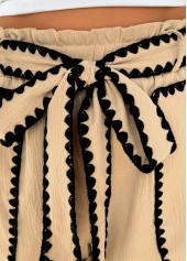 Light Coffee Elastic Waist High Waisted Shorts