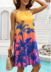 Tropical Plants Print Multi Color Cover Up