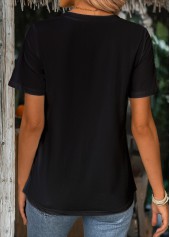 Round Neck Short Sleeve Black T Shirt