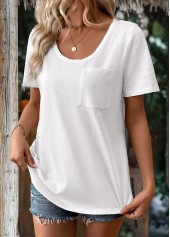 White Color Short Sleeve Round Neck T Shirt