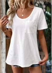 White Color Short Sleeve Round Neck T Shirt