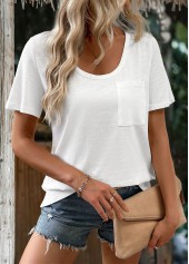 White Color Short Sleeve Round Neck T Shirt