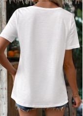 White Color Short Sleeve Round Neck T Shirt