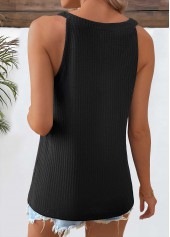 V Neck Black Short Sleeve Tank Top