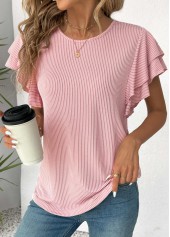 Light Pink Short Sleeve Round Neck T Shirt
