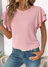 Light Pink Short Sleeve Round Neck T Shirt