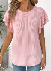 Light Pink Short Sleeve Round Neck T Shirt