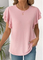 Light Pink Short Sleeve Round Neck T Shirt