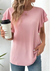 Light Pink Short Sleeve Round Neck T Shirt