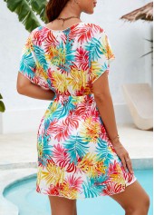 Tropical Plants Print Multi Color Cover Up