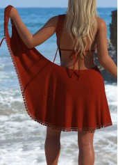 V Neck Lace Coral Cover Up