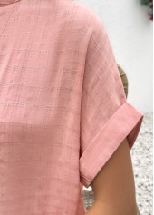 Dusty Pink Short Sleeve Split Neck Blouse