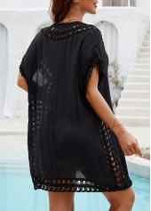 Hollow Out Black Patchwork Cover Up