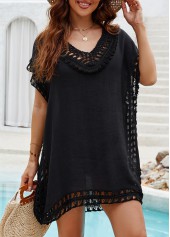 Hollow Out Black Patchwork Cover Up
