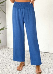 Blue Straight Leg Elastic Waist High Waisted Pants