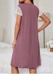 Round Neck Dusty Purple Short Sleeve Nightdress