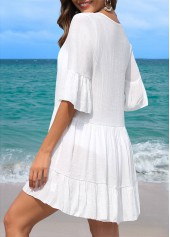 White Patchwork Hollow Out Cover Up