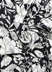 Floral Print White Wide Leg Elastic Waist Pants