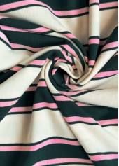 Multi Stripe Print Short Sleeve Round Neck T Shirt