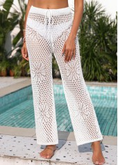 White Hollow Cover Up Beach Pants