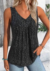 Black Sleeveless V Neck Tank Top