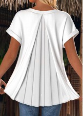 White Short Sleeve V Neck T Shirt