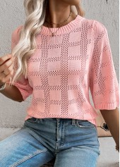 Light Pink Half Sleeve Round Neck T Shirt