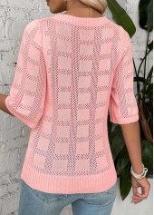 Light Pink Half Sleeve Round Neck T Shirt
