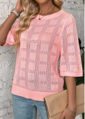 Light Pink Half Sleeve Round Neck T Shirt