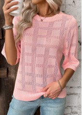 Light Pink Half Sleeve Round Neck T Shirt
