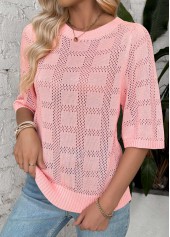 Light Pink Half Sleeve Round Neck T Shirt