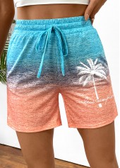 Ombre Multi Color Straight Leg Elastic Waist Shorts