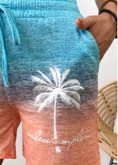 Ombre Multi Color Straight Leg Elastic Waist Shorts