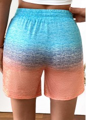 Ombre Multi Color Straight Leg Elastic Waist Shorts