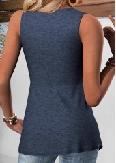 Navy Sleeveless V Neck Tank Top