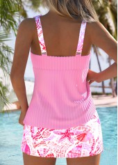 Mid Waisted Marine Life Print Pink Tankini Set