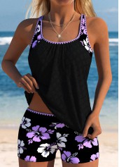 Plus Size Mid Waisted Light Purple Tankini Set