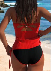 Mid Waisted Red Cut Out Tankini Set