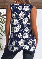 Floral Print Navy Sleeveless Tank Top and Camsiole