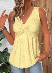 Yellow Sleeveless V Neck Tank Top