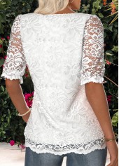 Beige Short Sleeve V Neck Blouse