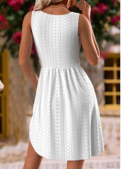 White Short Sleeveless Round Neck Dress