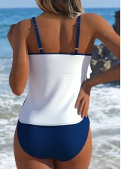 Mid Waisted Striped Navy Tankini Set
