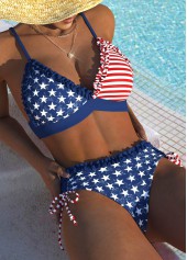 American Flag Mid Waisted Navy Bikini Set