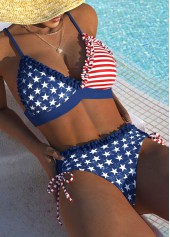 American Flag Mid Waisted Navy Bikini Set