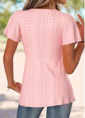 Light Pink Short Sleeve V Neck T Shirt